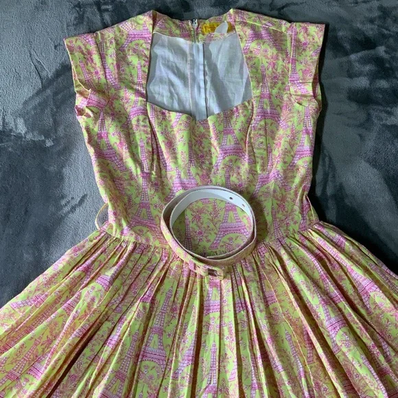 SOLD | Bernie Dexter | Women’s Small | Rose Dress Lemonade Eiffel Tower - Picture 4 of 9